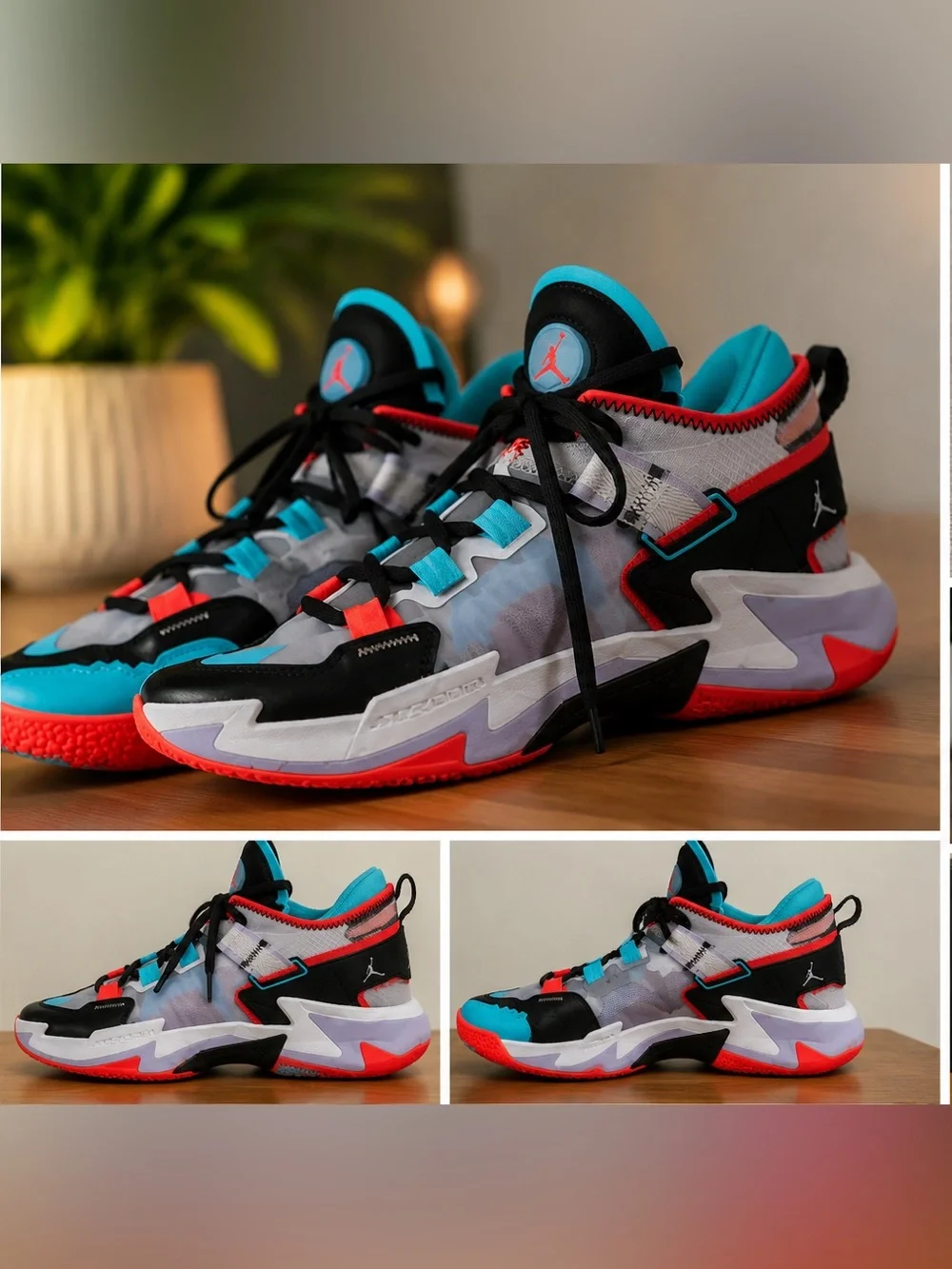 Jordan Men's Teal Red Black Basketball Sneakers